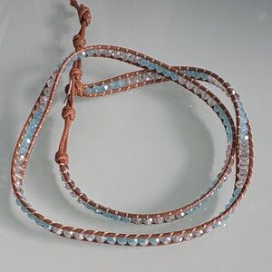 Skatie Tan and Blue Wrap Bracelet